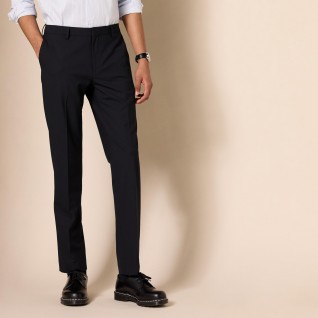 Men's black slim-fit stretch dress pants