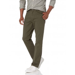 Men's straight-leg five-pocket twill trousers