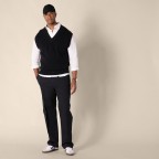 Men's Black Loose Cotton Twill Pants