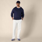 Men's White Loose Cotton Twill Pants